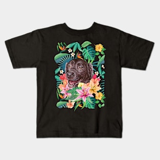 Tropical Chocolate Labrador Retriever Kids T-Shirt